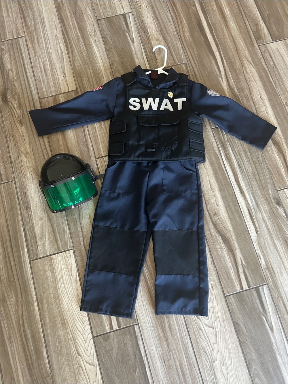 Size 4 Children's SWAT Role-Play Costume in Navy Blue with Tactical Vest